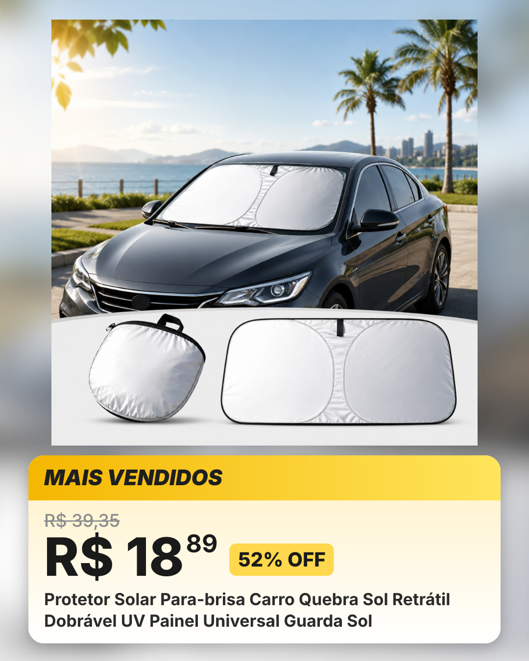 Protetor Solar Para-brisa Carro Quebra Sol Retrátil Dobrável UV Painel Universal Guarda Sol