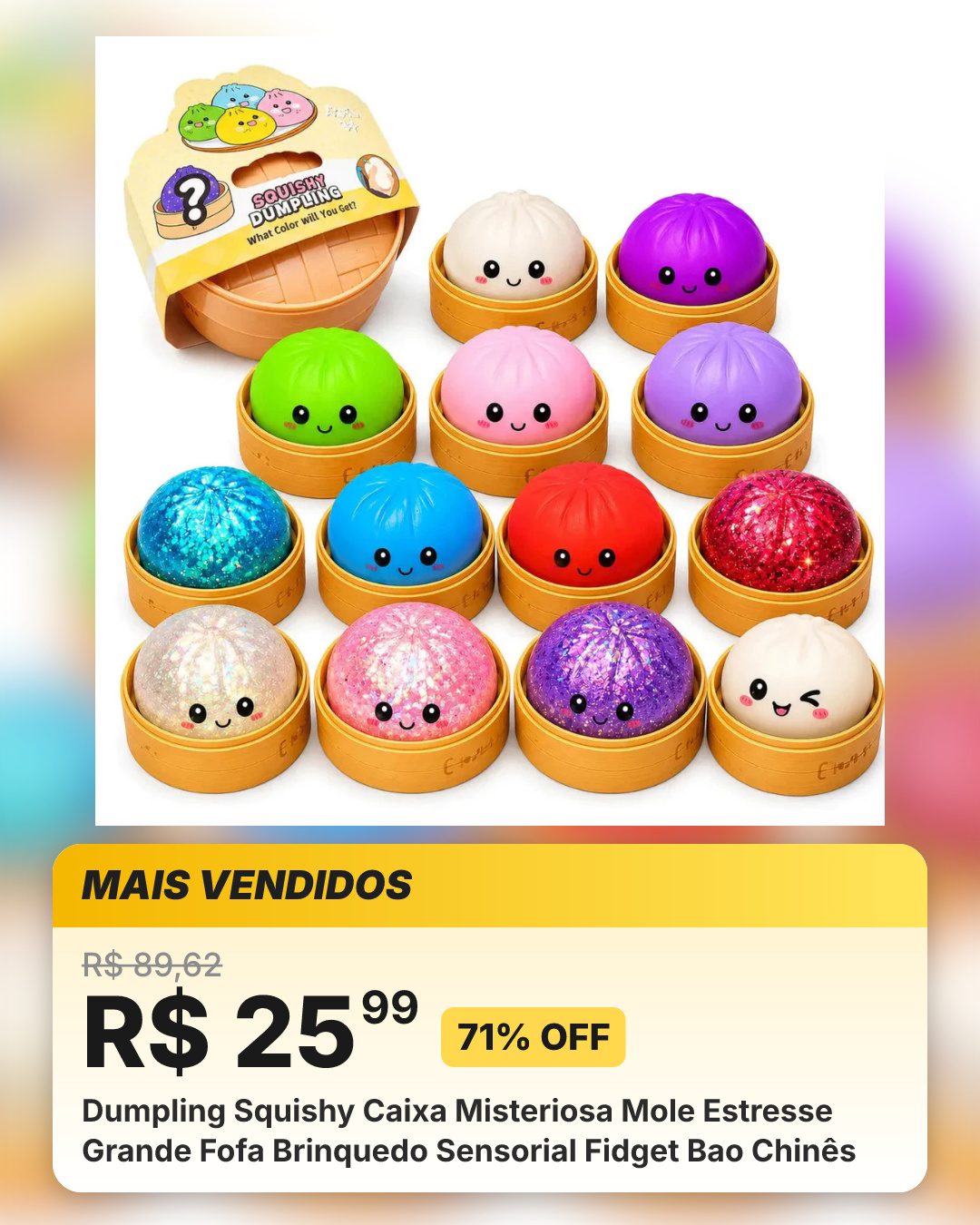 Dumpling Squishy Caixa Misteriosa Mole Estresse Grande Fofa Brinquedo Sensorial Fidget Bao Chinês