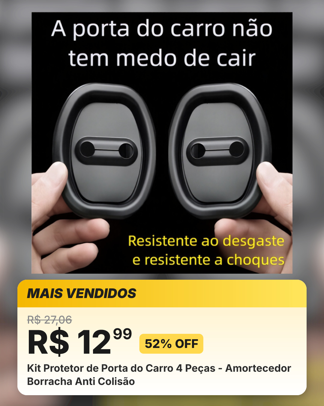 Kit Protetor de Porta do Carro 4 Peças - Amortecedor Borracha Anti Colisão