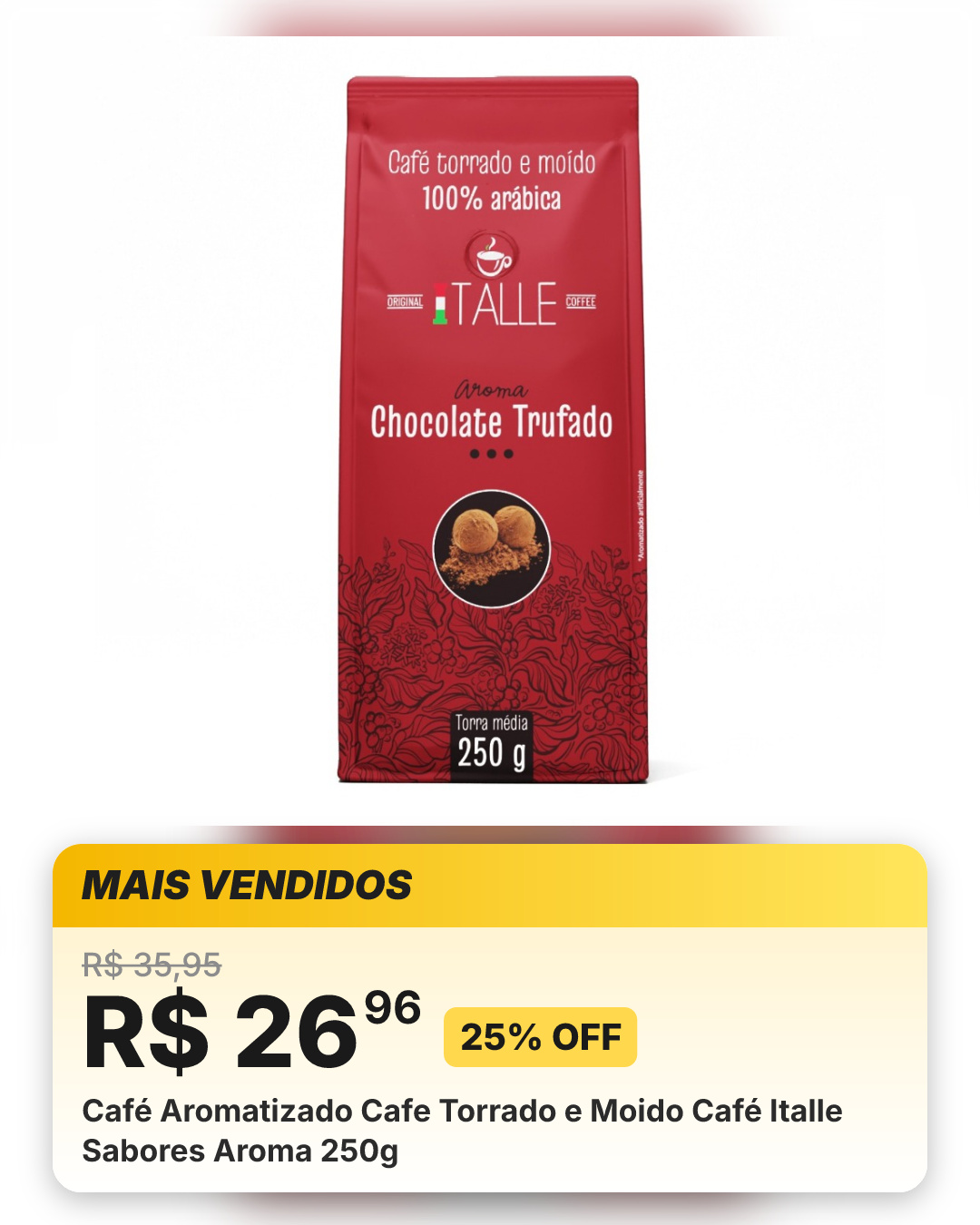 Café Aromatizado Cafe Torrado e Moido Café Italle Sabores Aroma 250g