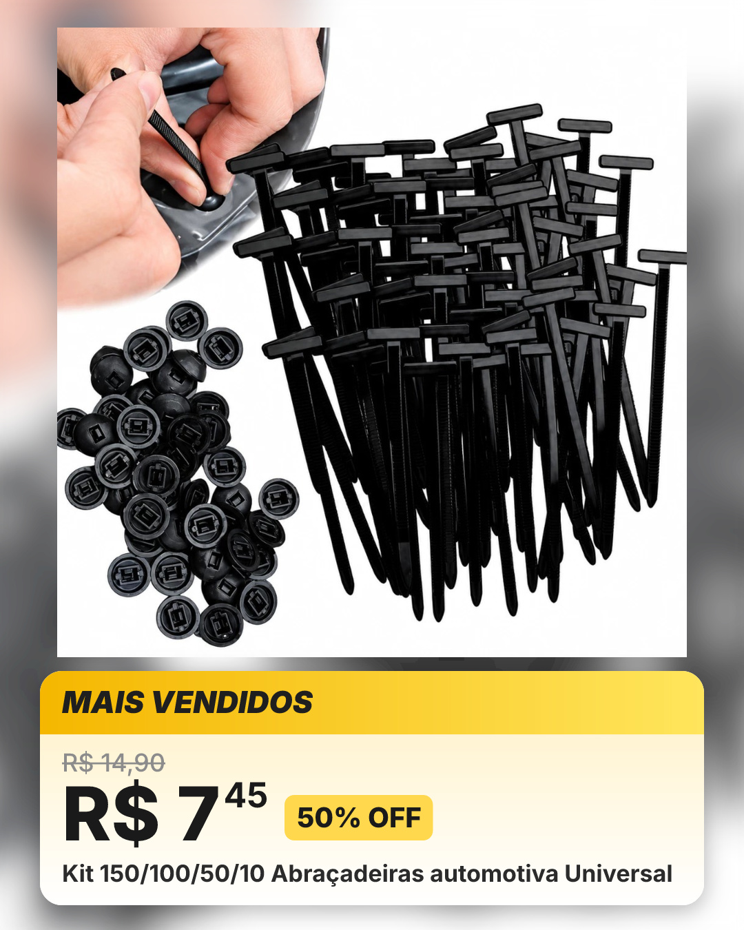 Kit 150/100/50/10 Abraçadeiras automotiva Universal