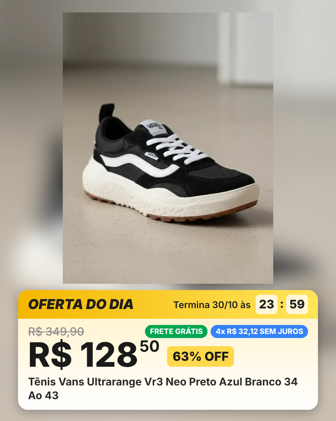 Tênis Vans Ultrarange Vr3 Neo Preto Azul Branco 34 Ao 43