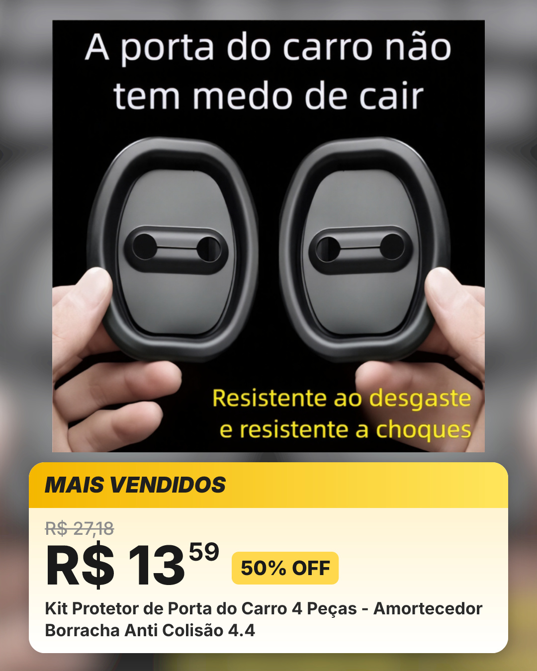 Kit Protetor de Porta do Carro 4 Peças - Amortecedor Borracha Anti Colisão 4.4