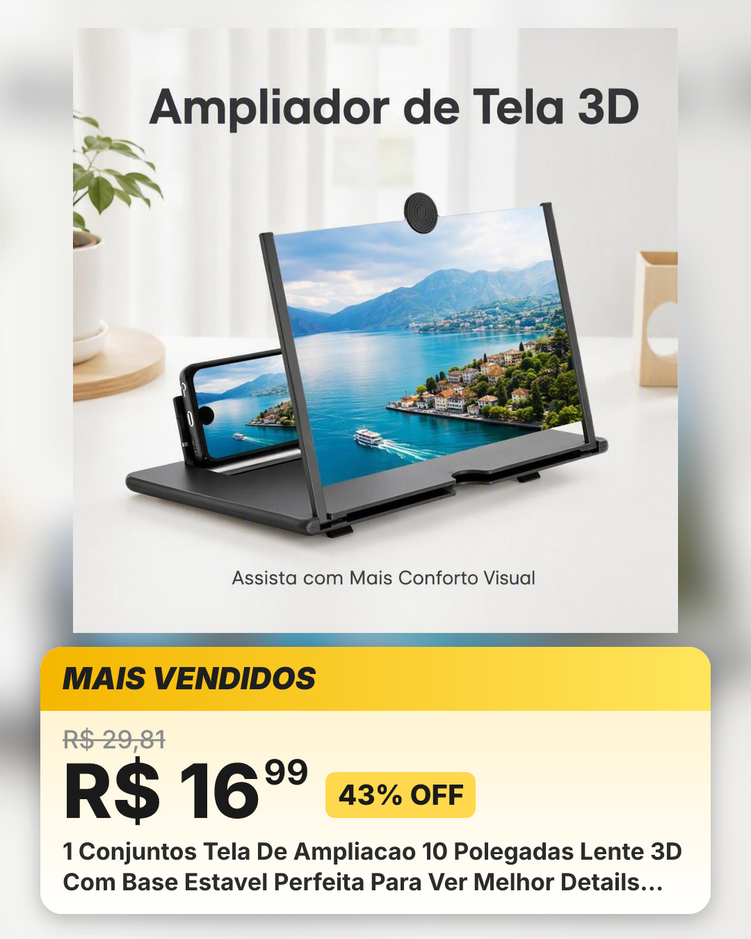 1 Conjuntos Tela De Ampliacao 10 Polegadas Lente 3D Com Base Estavel Perfeita Para Ver Melhor Details Sem Forcar A Vista
