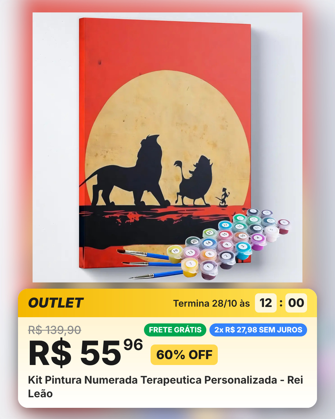 Kit Pintura Numerada Terapeutica Personalizada - Rei Leão