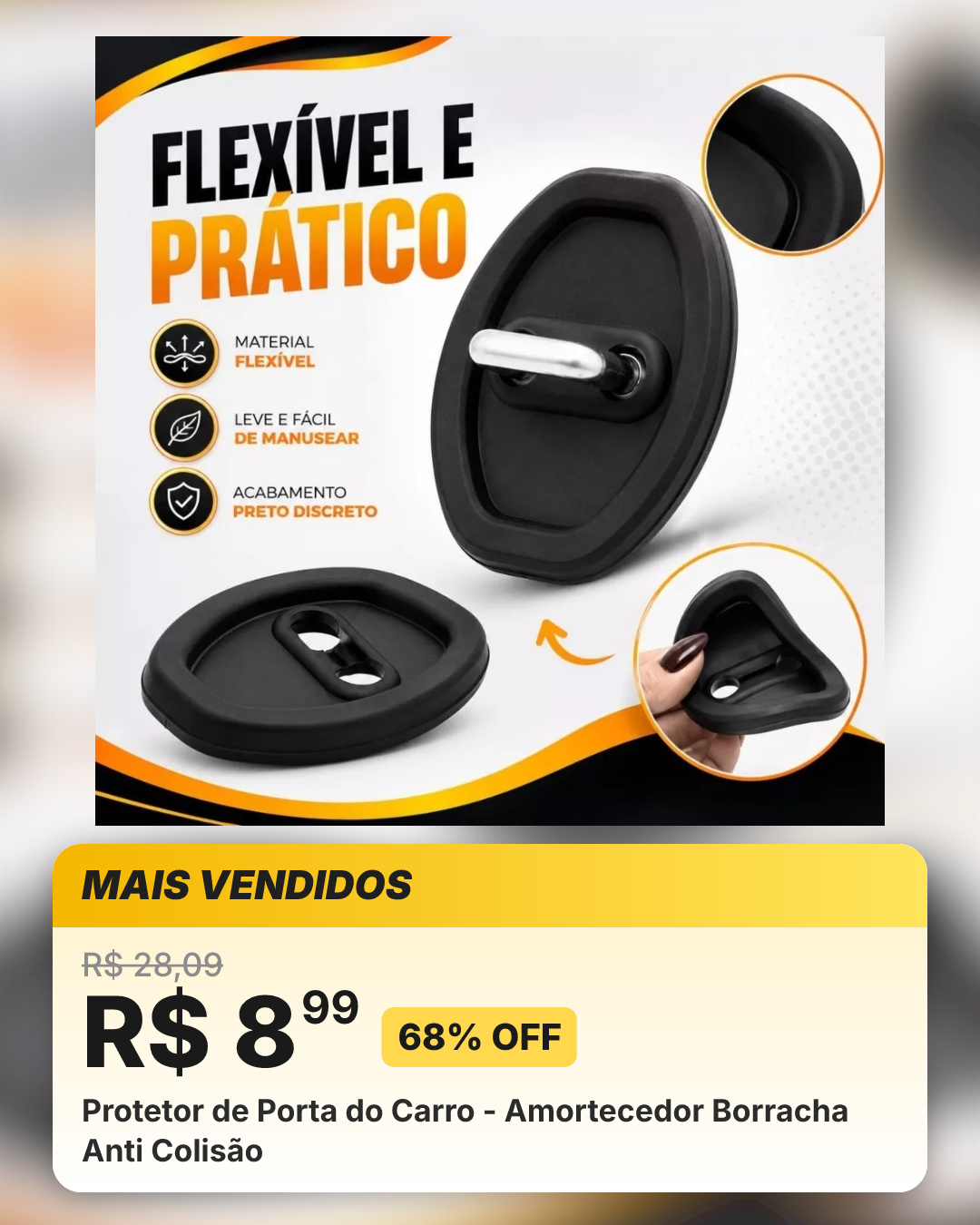 Protetor de Porta do Carro - Amortecedor Borracha Anti Colisão