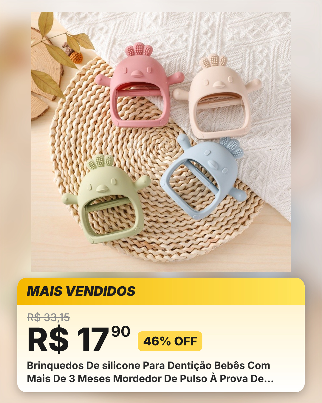 Brinquedos De silicone Para Dentição Bebês Com Mais De 3 Meses Mordedor De Pulso À Prova De Queda Mastigar Sem BPA ANJIN
