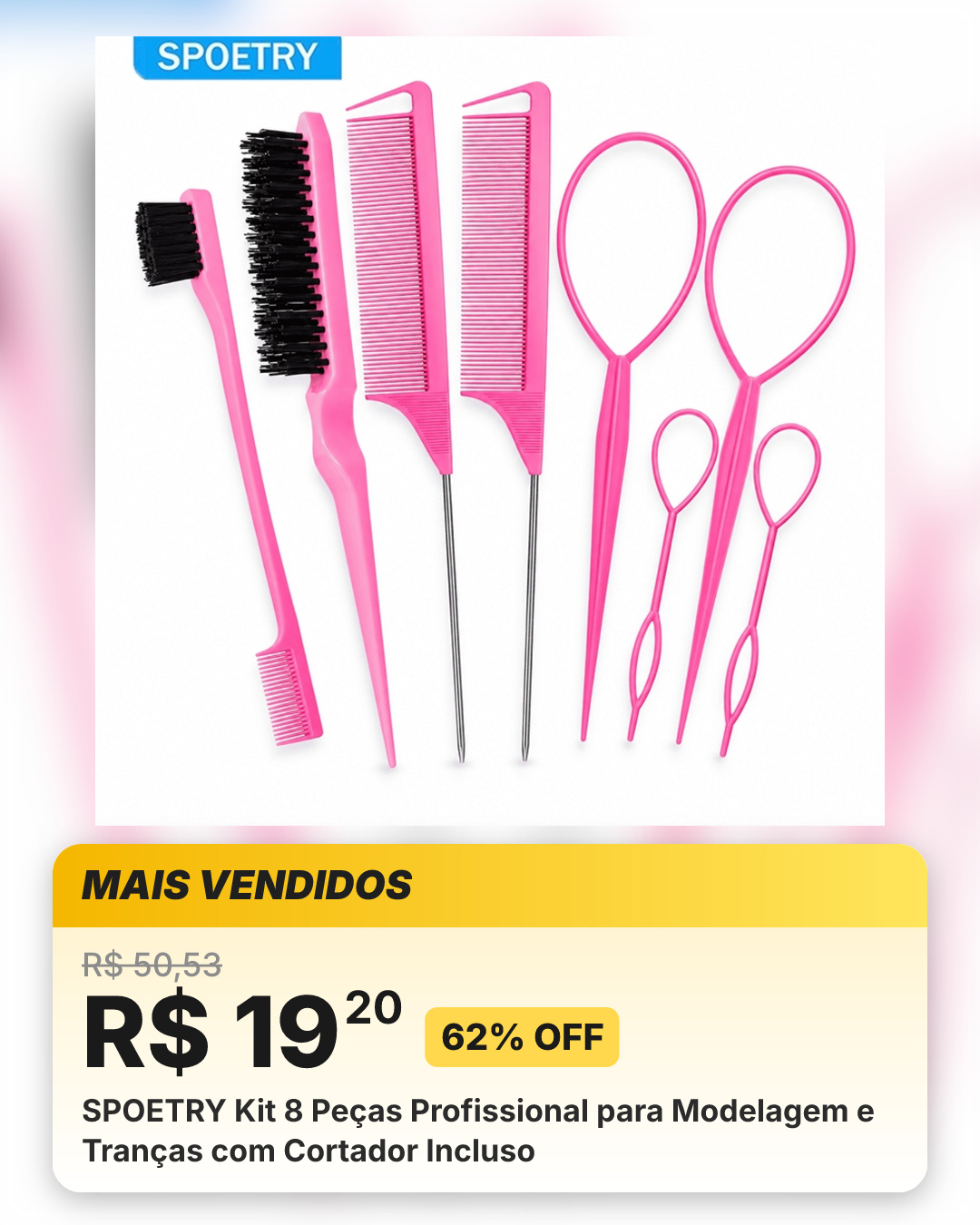 SPOETRY Kit 8 Peças Profissional para Modelagem e Tranças com Cortador Incluso