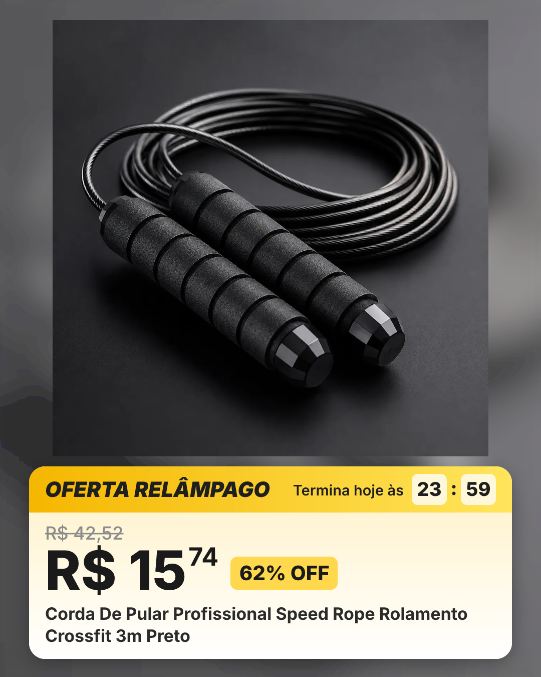 Corda De Pular Profissional Speed Rope Rolamento Crossfit 3m Preto