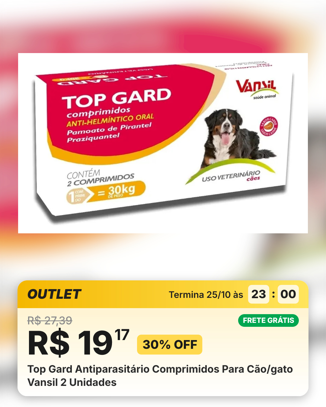 Top Gard Antiparasitário Comprimidos Para Cão/gato Vansil 2 Unidades