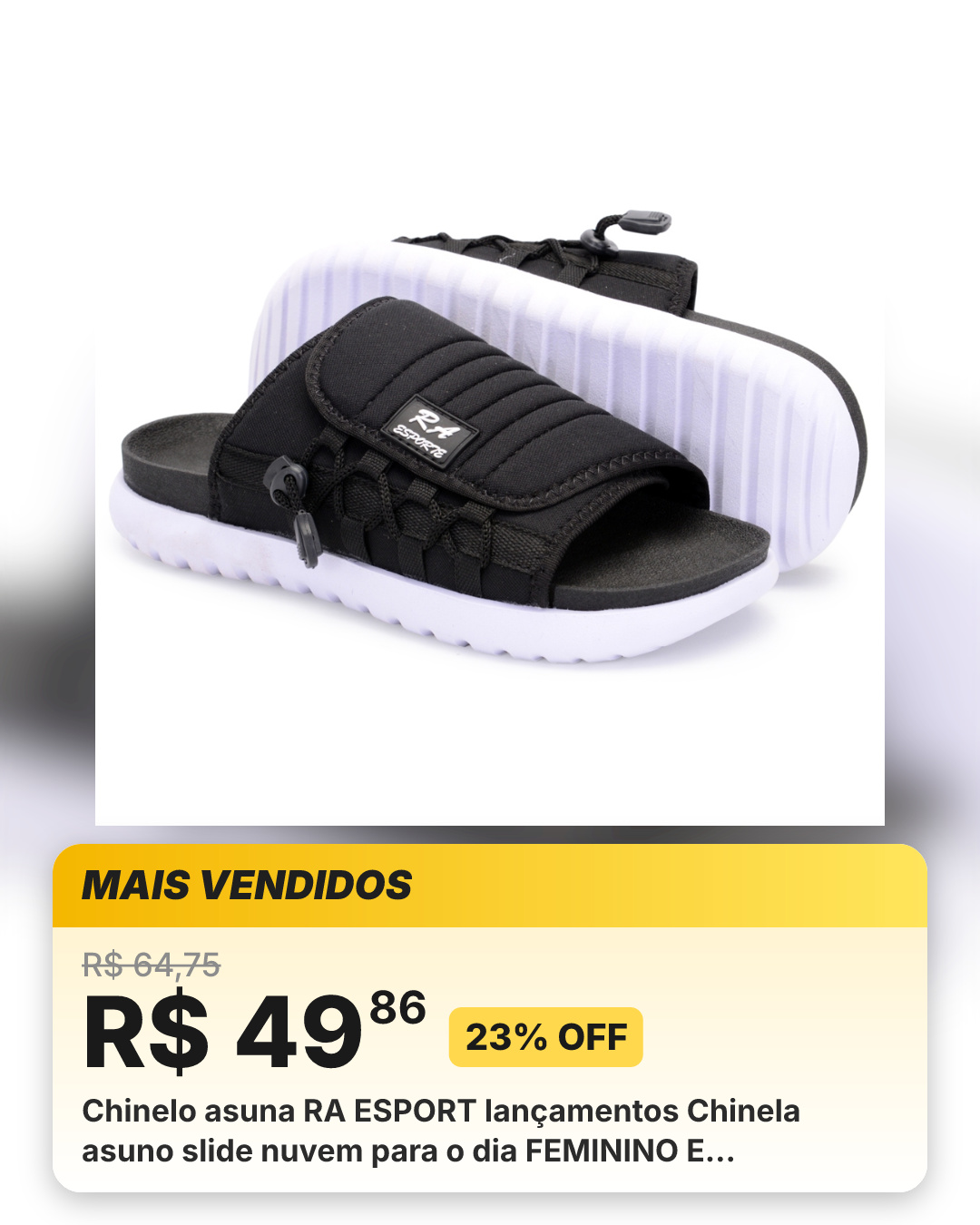 Chinelo asuna RA ESPORT lançamentos Chinela asuno slide nuvem para o dia FEMININO E MASCULINO UNISEX