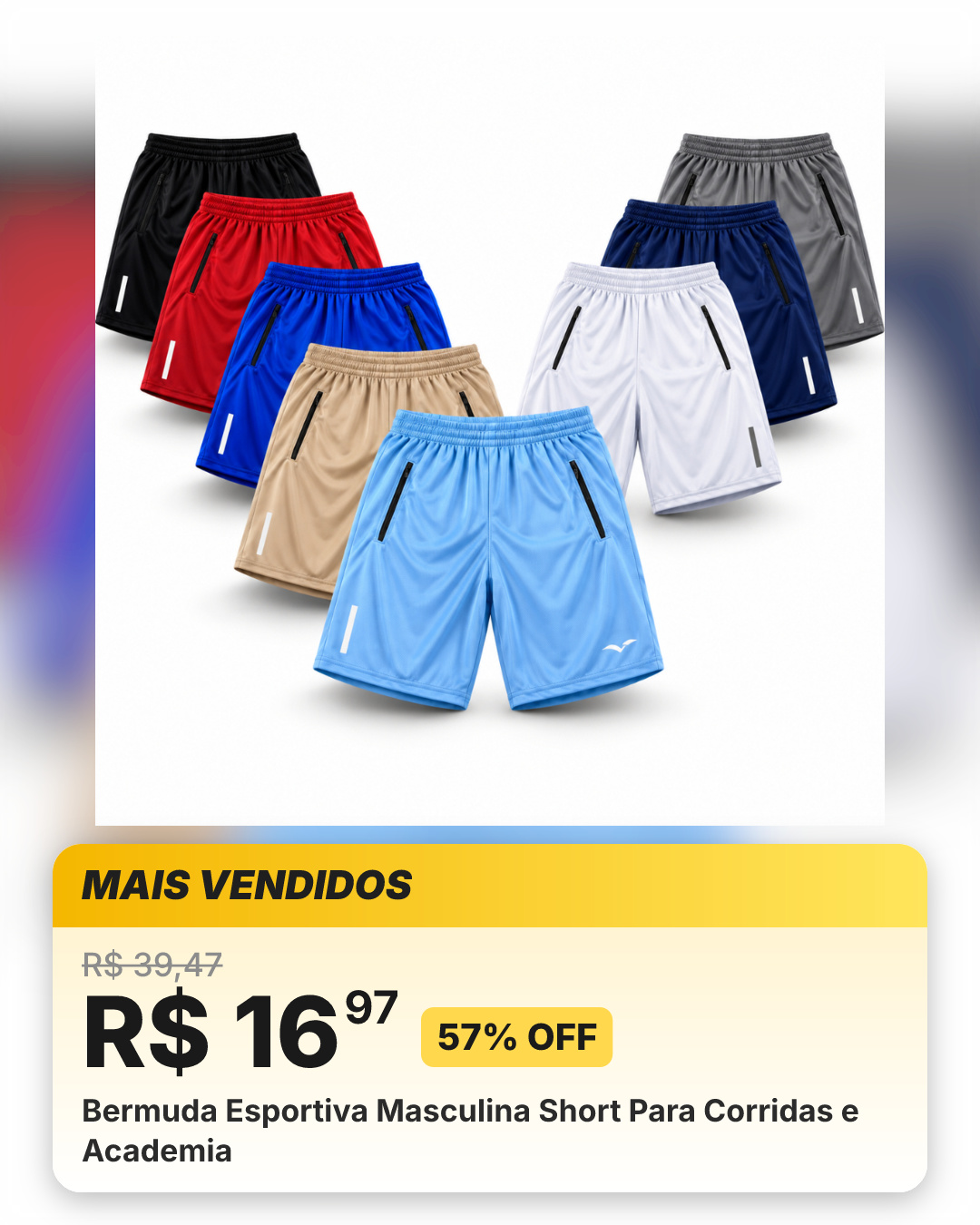 Bermuda Esportiva Masculina Short Para Corridas e Academia