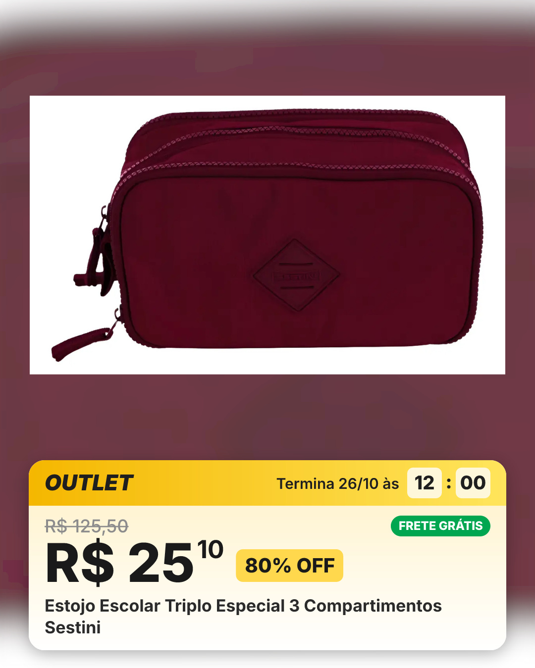 Estojo Escolar Triplo Especial 3 Compartimentos Sestini