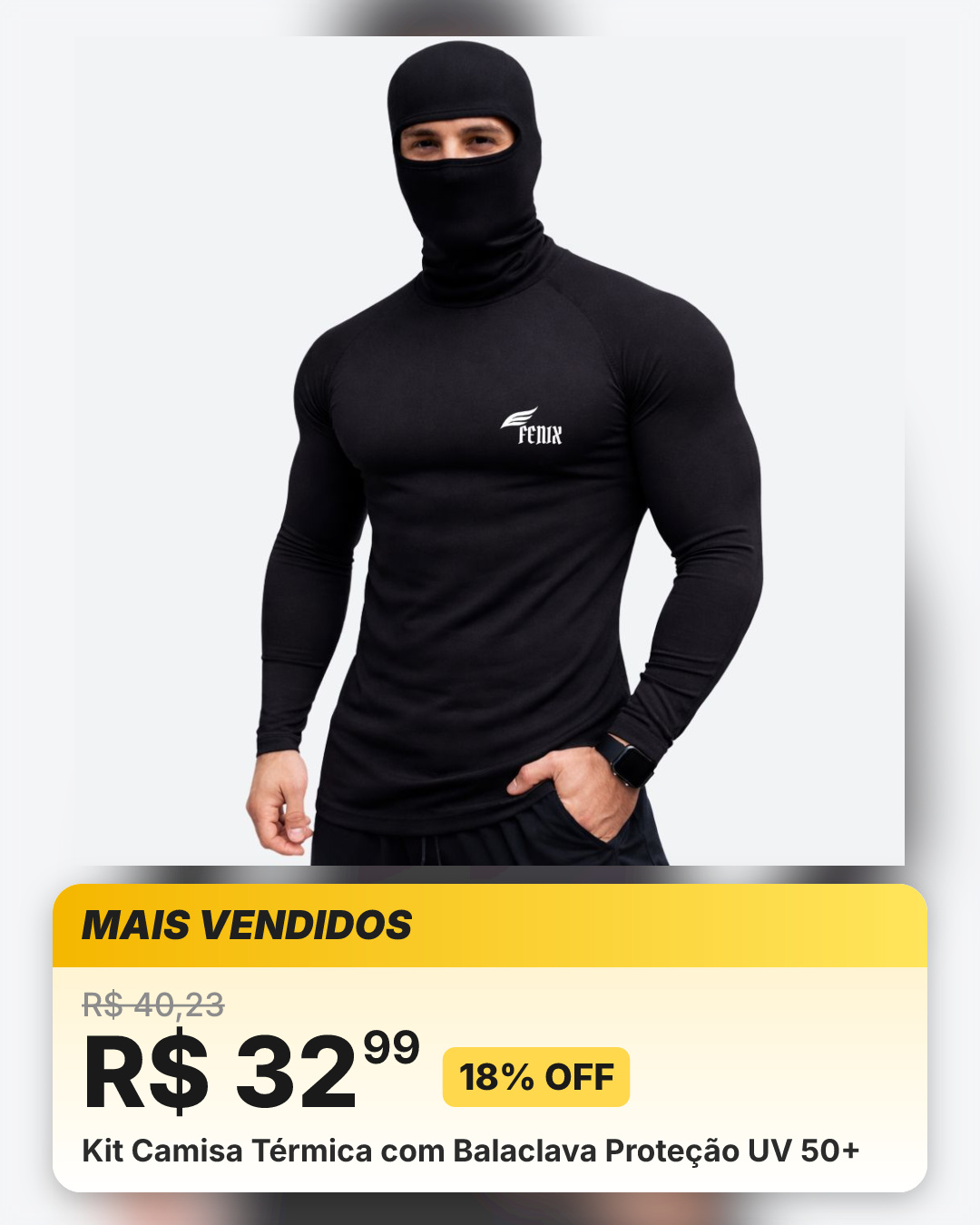 Kit Camisa Térmica com Balaclava Proteção UV 50+