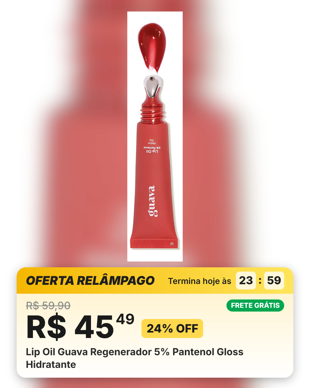 Lip Oil Guava Regenerador 5% Pantenol Gloss Hidratante