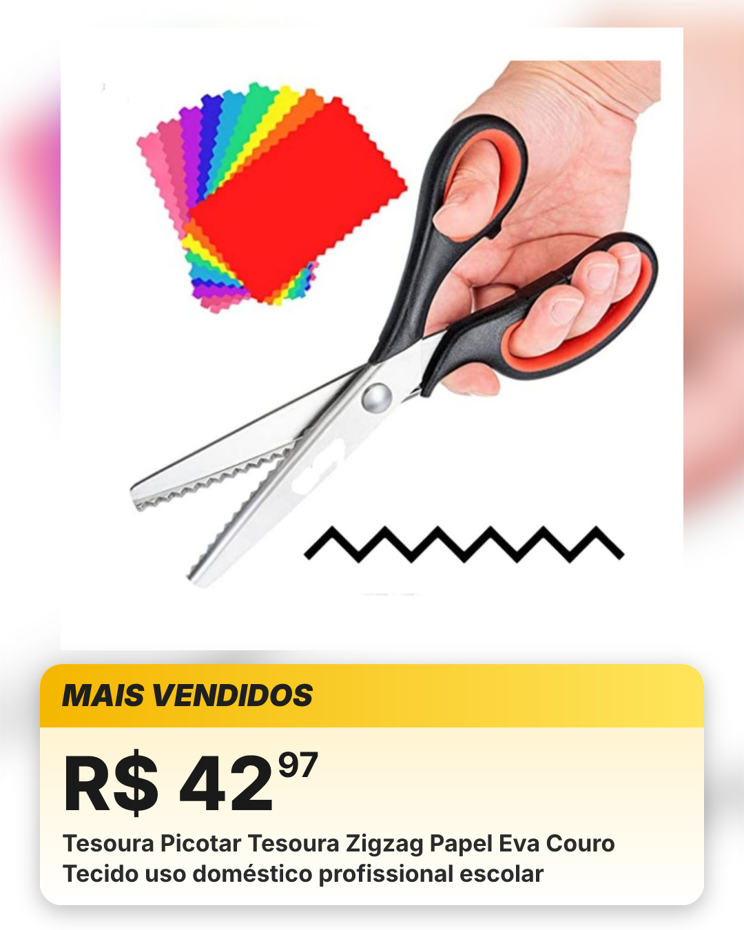 Tesoura Picotar Tesoura Zigzag Papel Eva Couro Tecido uso doméstico profissional escolar
