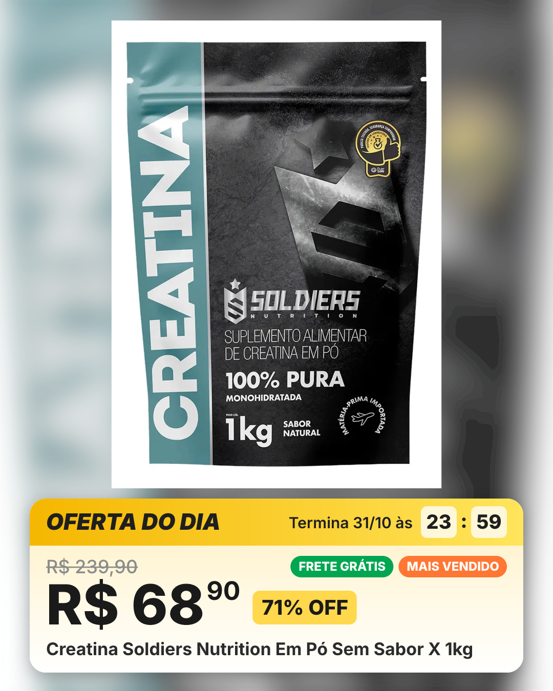 Creatina Soldiers Nutrition Em Pó Sem Sabor X 1kg
