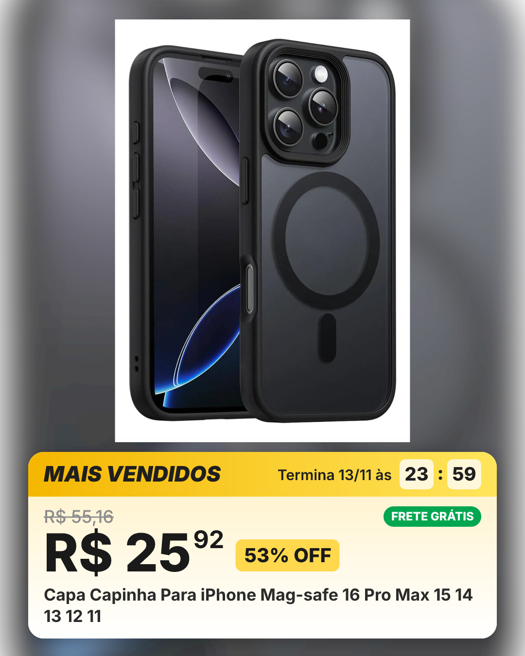 Capa Capinha Para iPhone Mag-safe 16 Pro Max 15 14 13 12 11