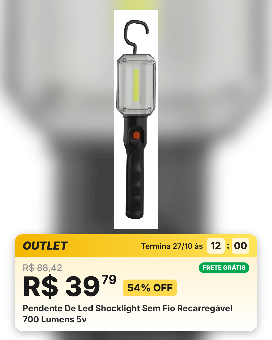 Pendente De Led Shocklight Sem Fio Recarregável 700 Lumens 5v
