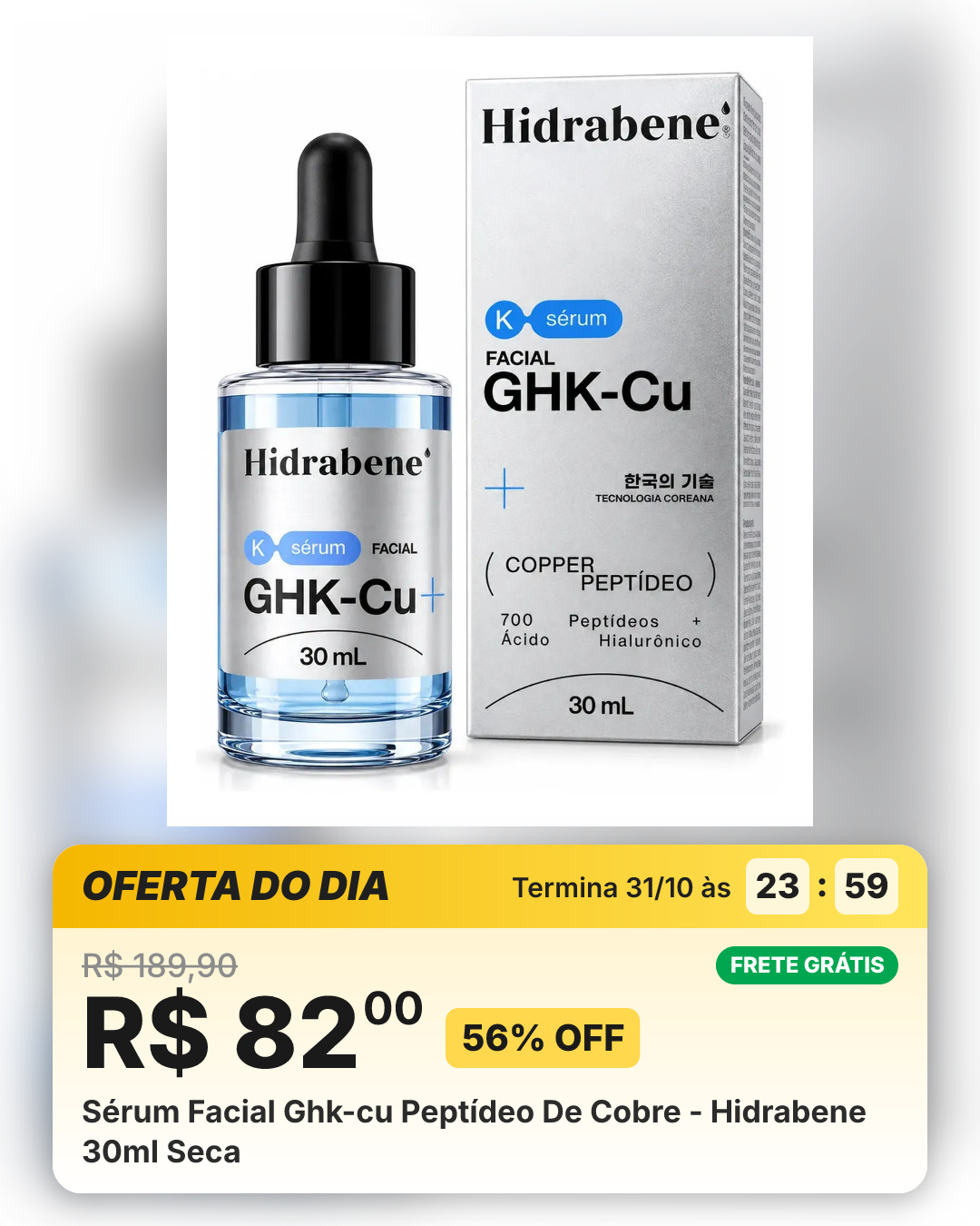 Sérum Facial Ghk-cu Peptídeo De Cobre - Hidrabene 30ml Seca