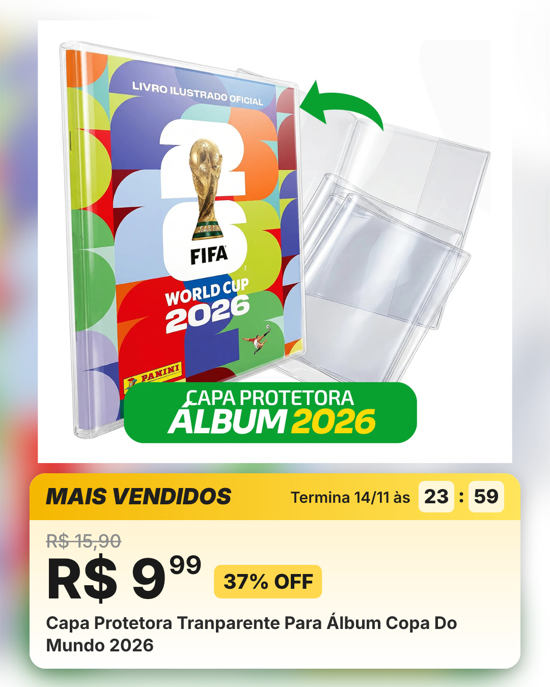 Capa Protetora Tranparente Para Álbum Copa Do Mundo 2026