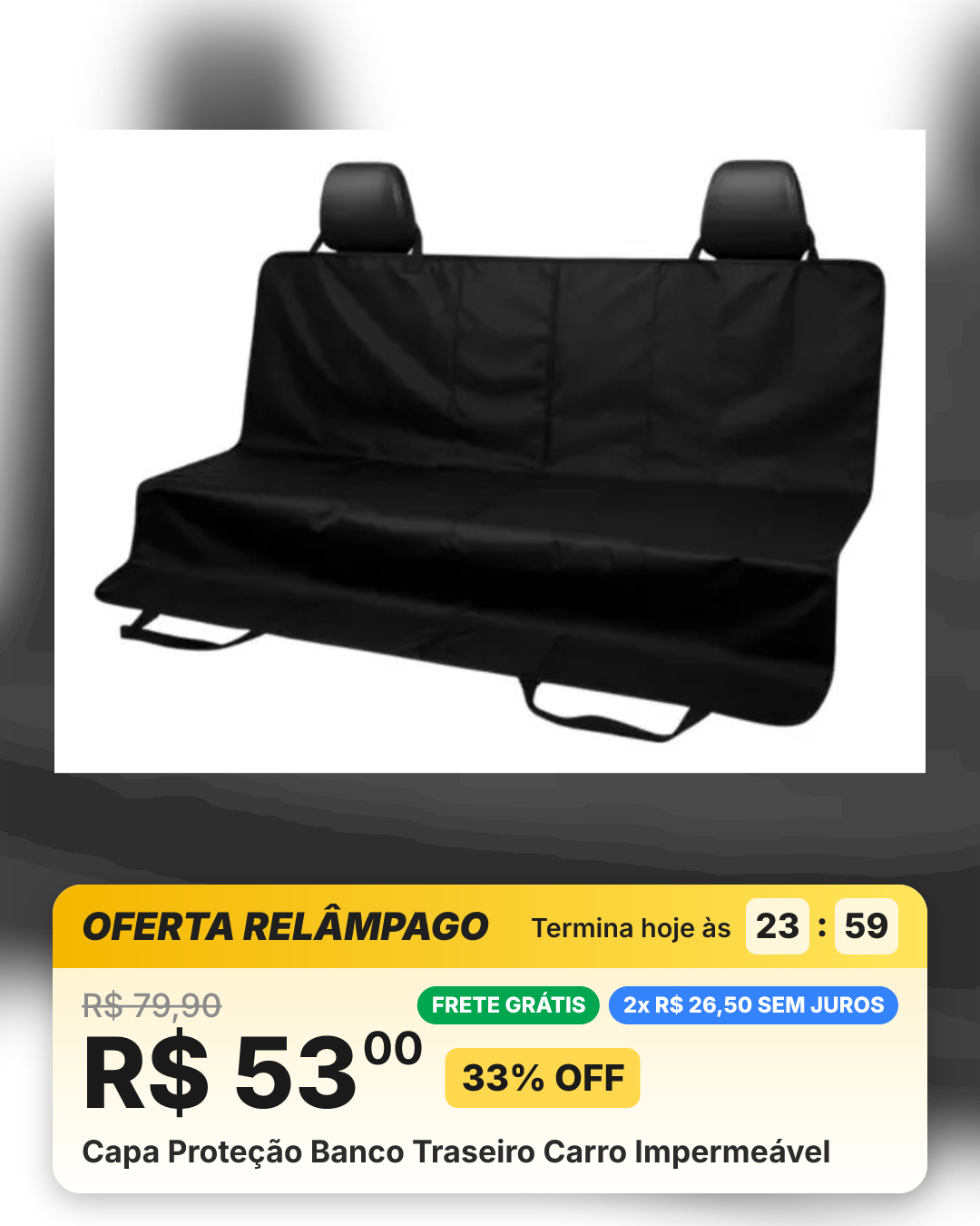 Capa Proteção Banco Traseiro Carro Impermeável
