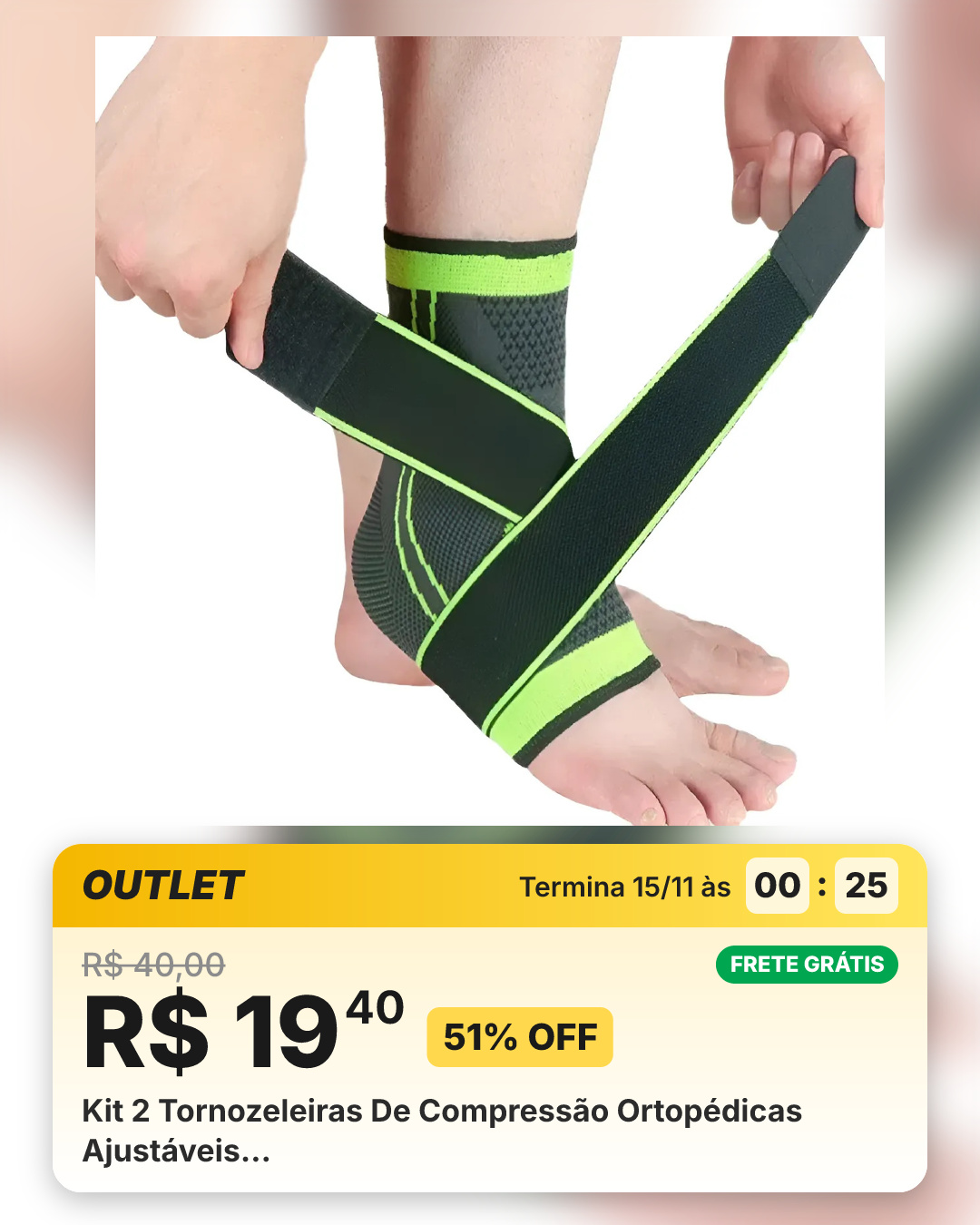 Kit 2 Tornozeleiras De Compressão Ortopédicas Ajustáveis…