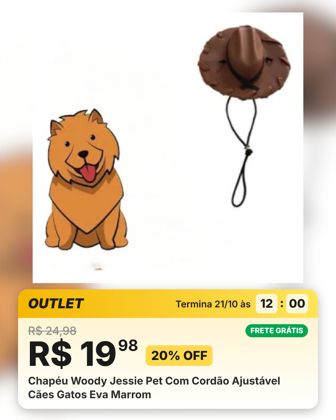 Chapéu Woody Jessie Pet Com Cordão Ajustável Cães Gatos Eva Marrom