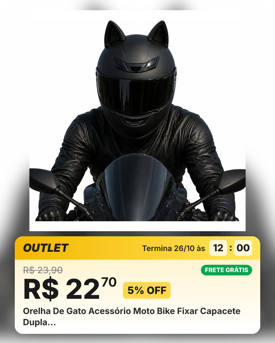 Orelha De Gato Acessório Moto Bike Fixar Capacete Dupla…