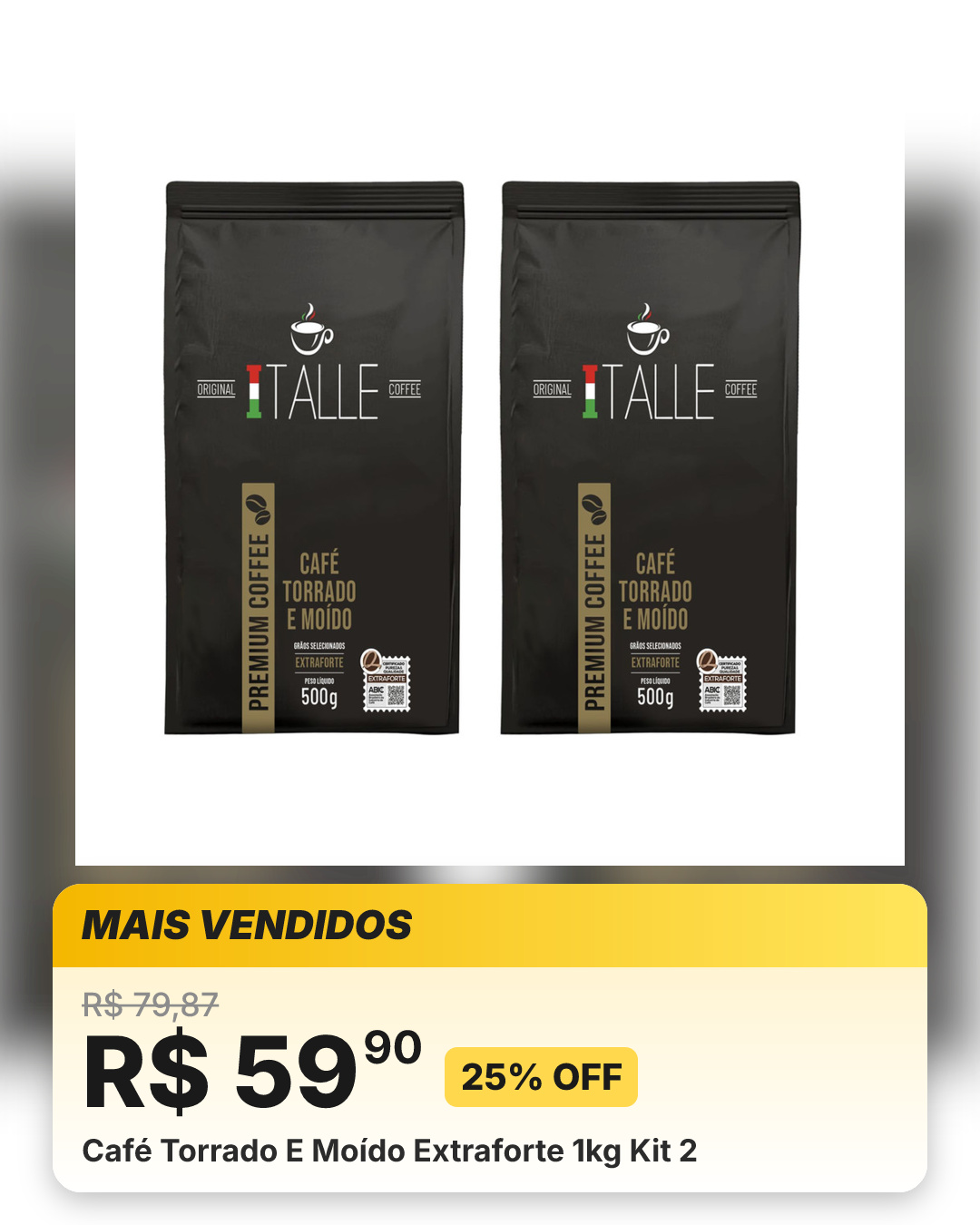Café Torrado E Moído Extraforte 1kg Kit 2