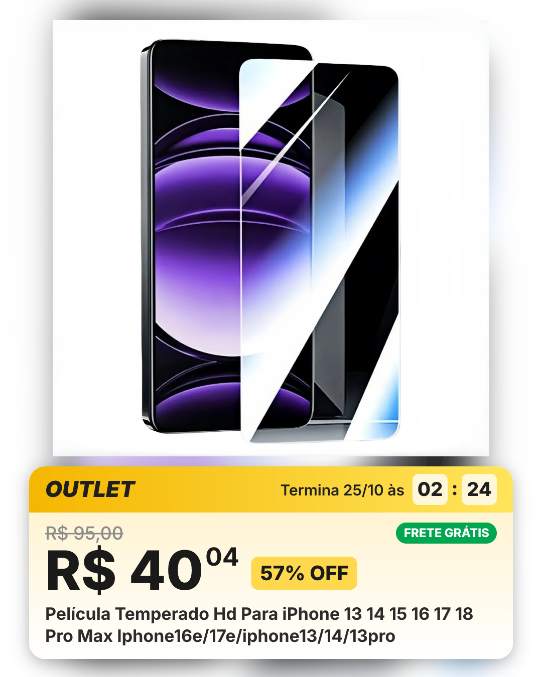 Película Temperado Hd Para iPhone 13 14 15 16 17 18 Pro Max Iphone16e/17e/iphone13/14/13pro