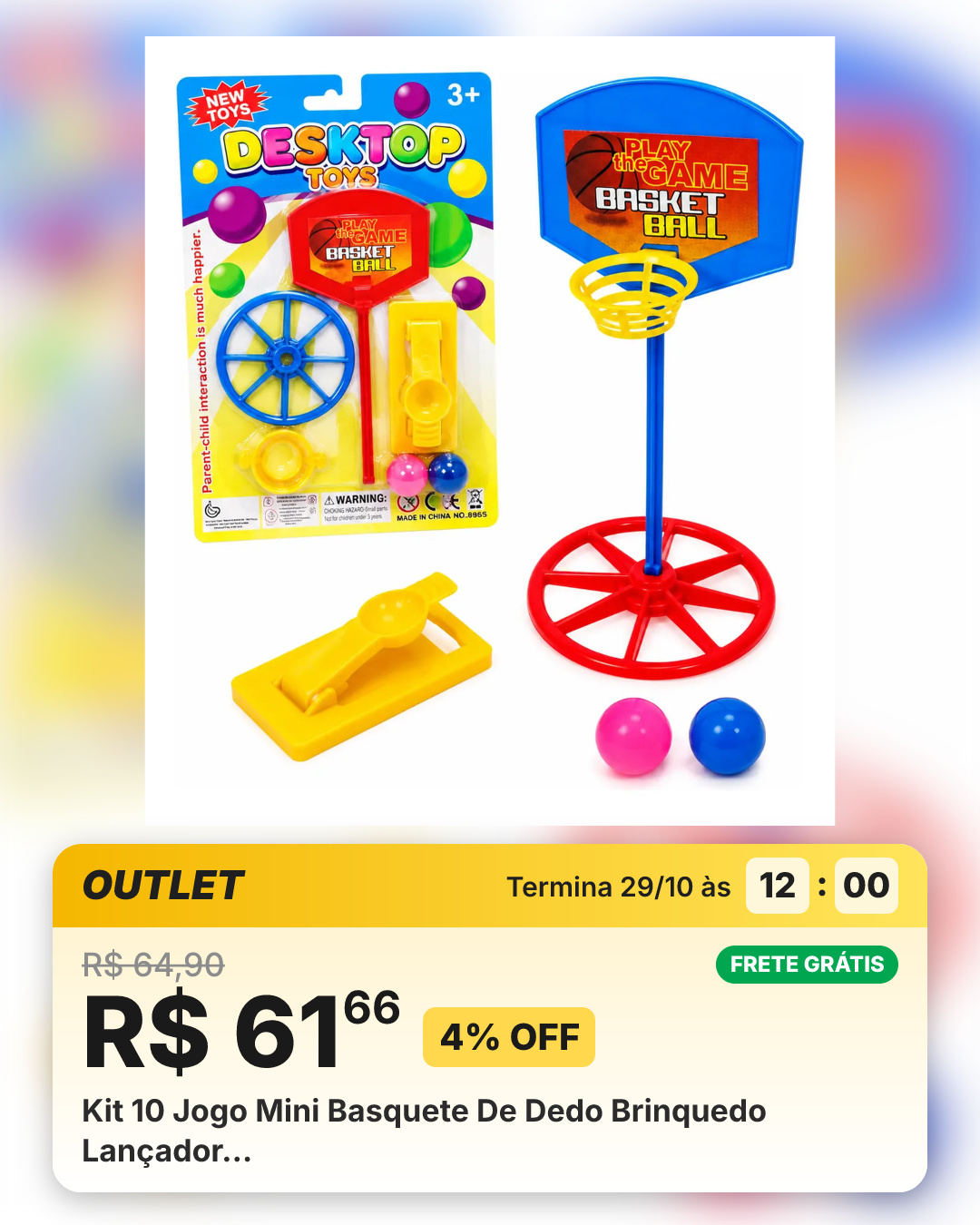 Kit 10 Jogo Mini Basquete De Dedo Brinquedo Lançador…