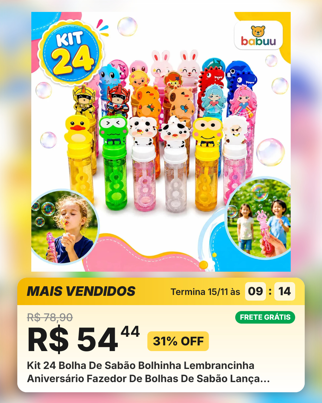 Kit 24 Bolha De Sabão Bolhinha Lembrancinha Aniversário Fazedor De Bolhas De Sabão Lança Bolha Gigante Criança Infantil Kit Brinquedos Atacado Babuu Brinquedos Educativos Colorido