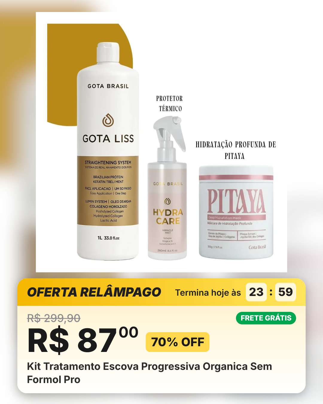 Kit Tratamento Escova Progressiva Organica Sem Formol Pro