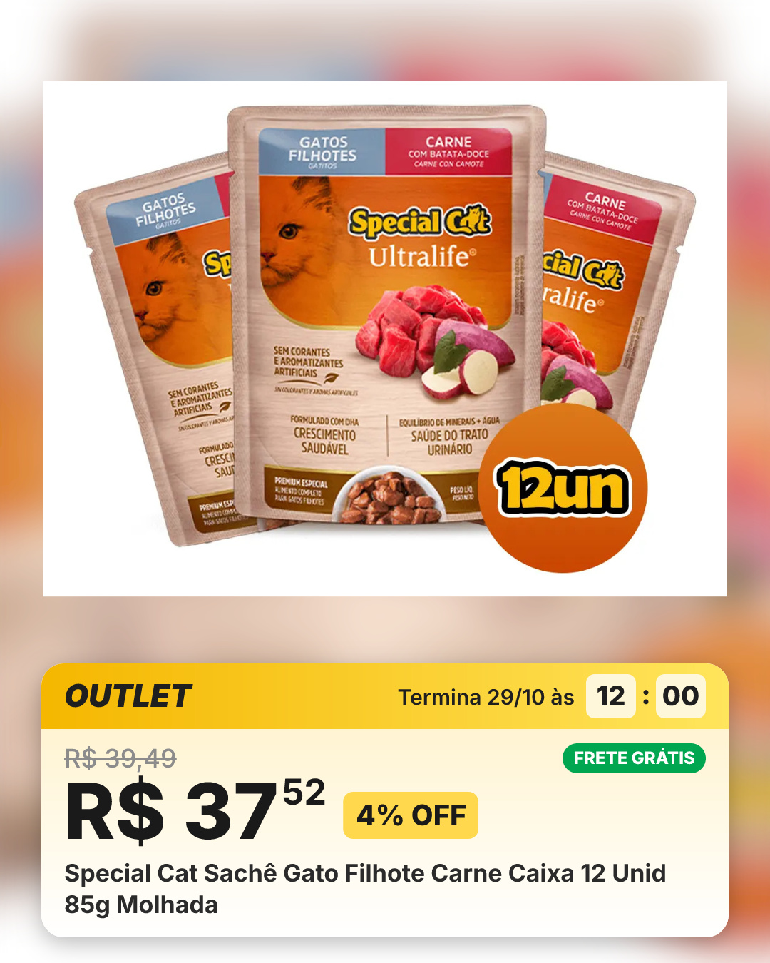 Special Cat Sachê Gato Filhote Carne Caixa 12 Unid 85g Molhada