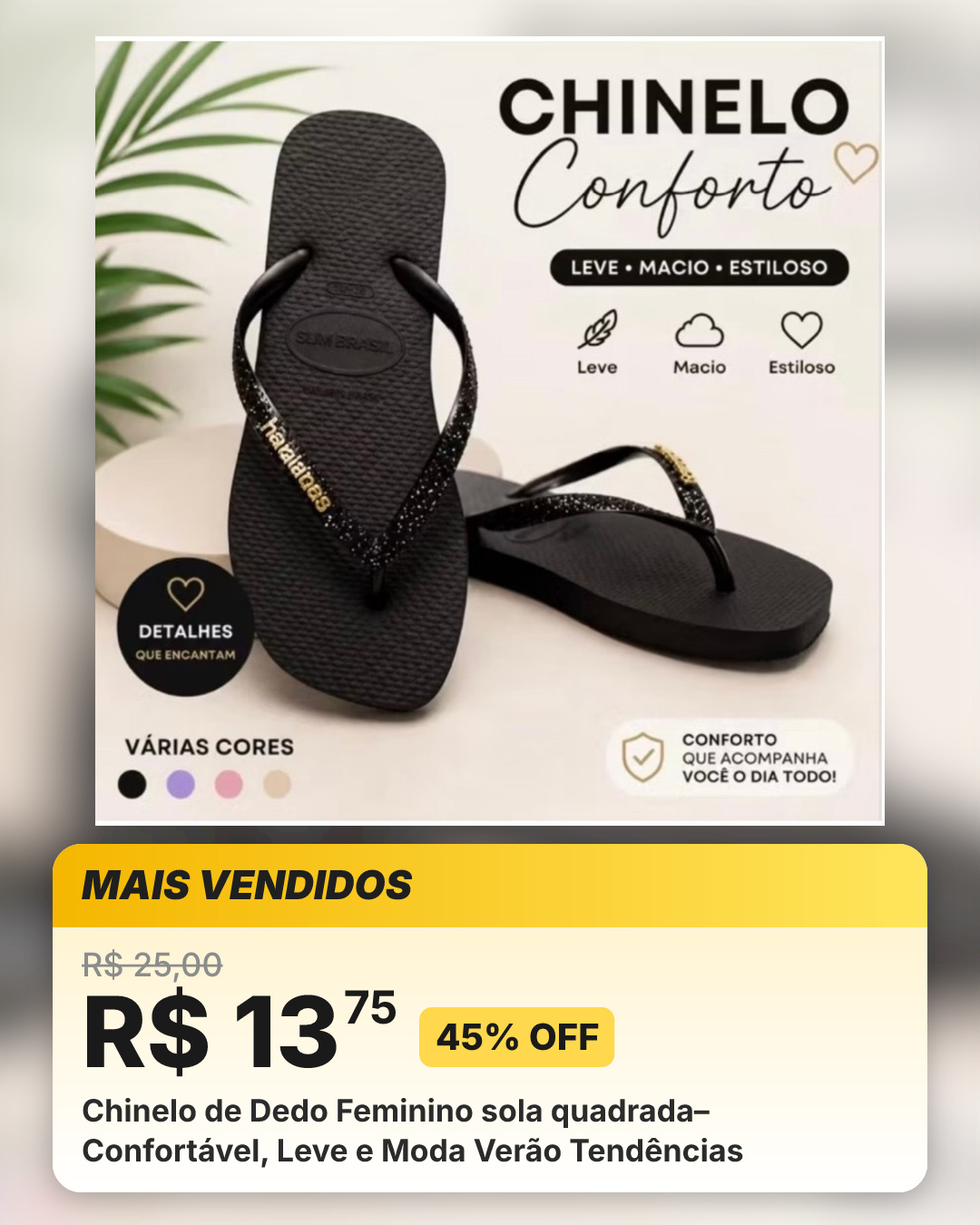 Chinelo de Dedo Feminino sola quadrada– Confortável, Leve e Moda Verão Tendências