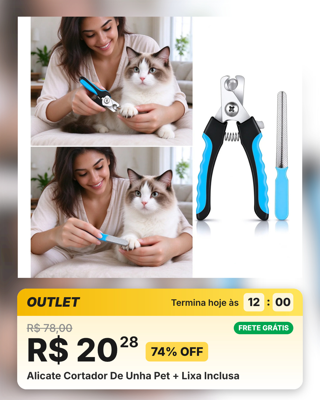 Alicate Cortador De Unha Pet + Lixa Inclusa