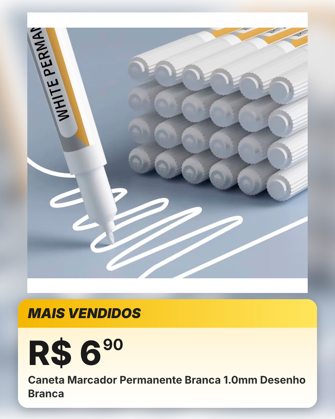 Caneta Marcador Permanente Branca 1.0mm Desenho Branca