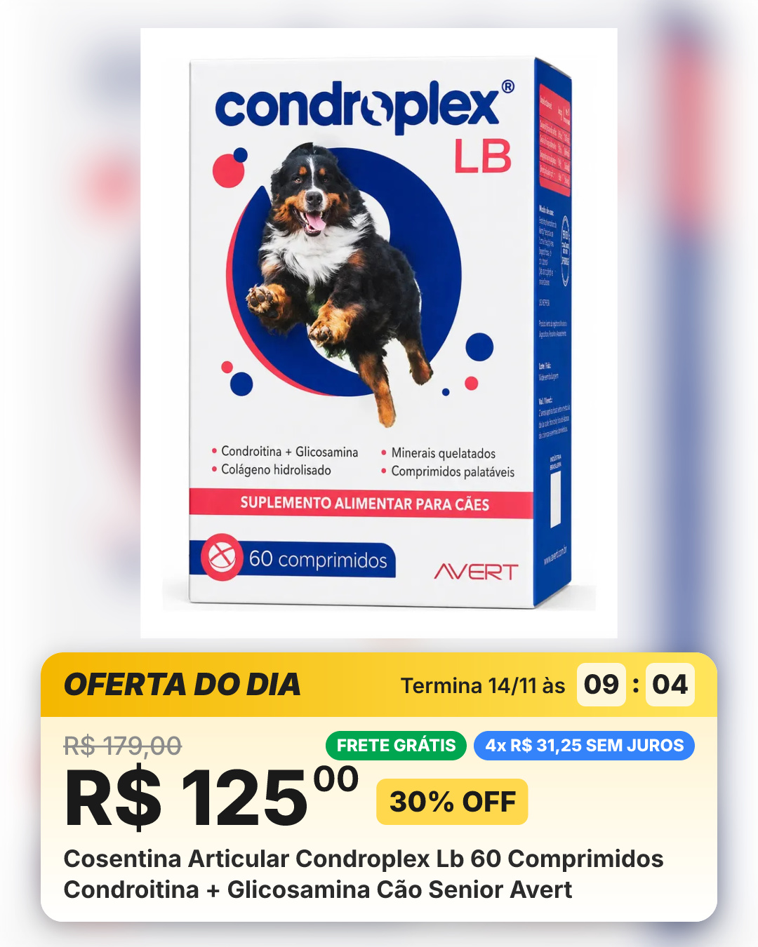Cosentina Articular Condroplex Lb 60 Comprimidos Condroitina + Glicosamina Cão Senior Avert