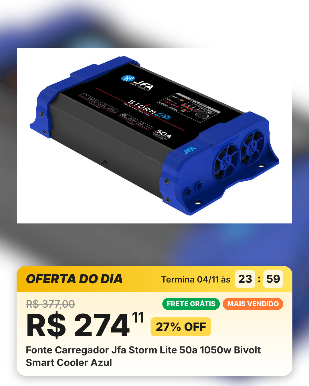 Fonte Carregador Jfa Storm Lite 50a 1050w Bivolt Smart Cooler Azul