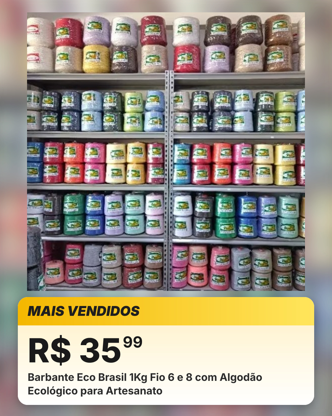 Barbante Eco Brasil 1Kg Fio 6 e 8 com Algodão Ecológico para Artesanato