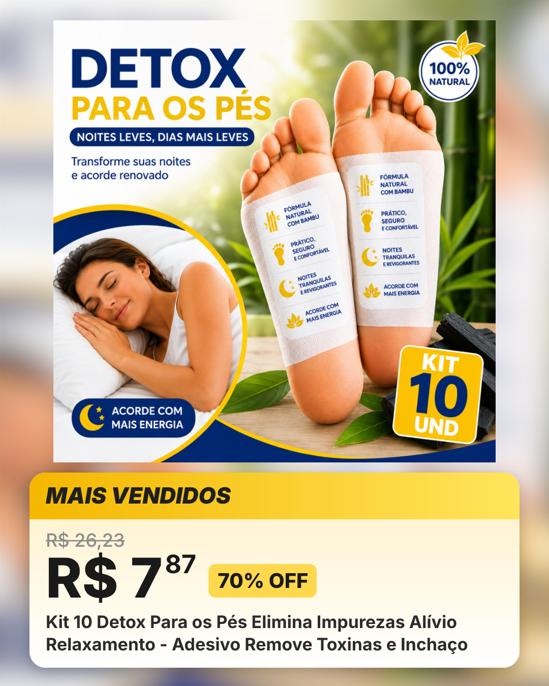 Kit 10 Detox Para os Pés Elimina Impurezas Alívio Relaxamento - Adesivo Remove Toxinas e Inchaço