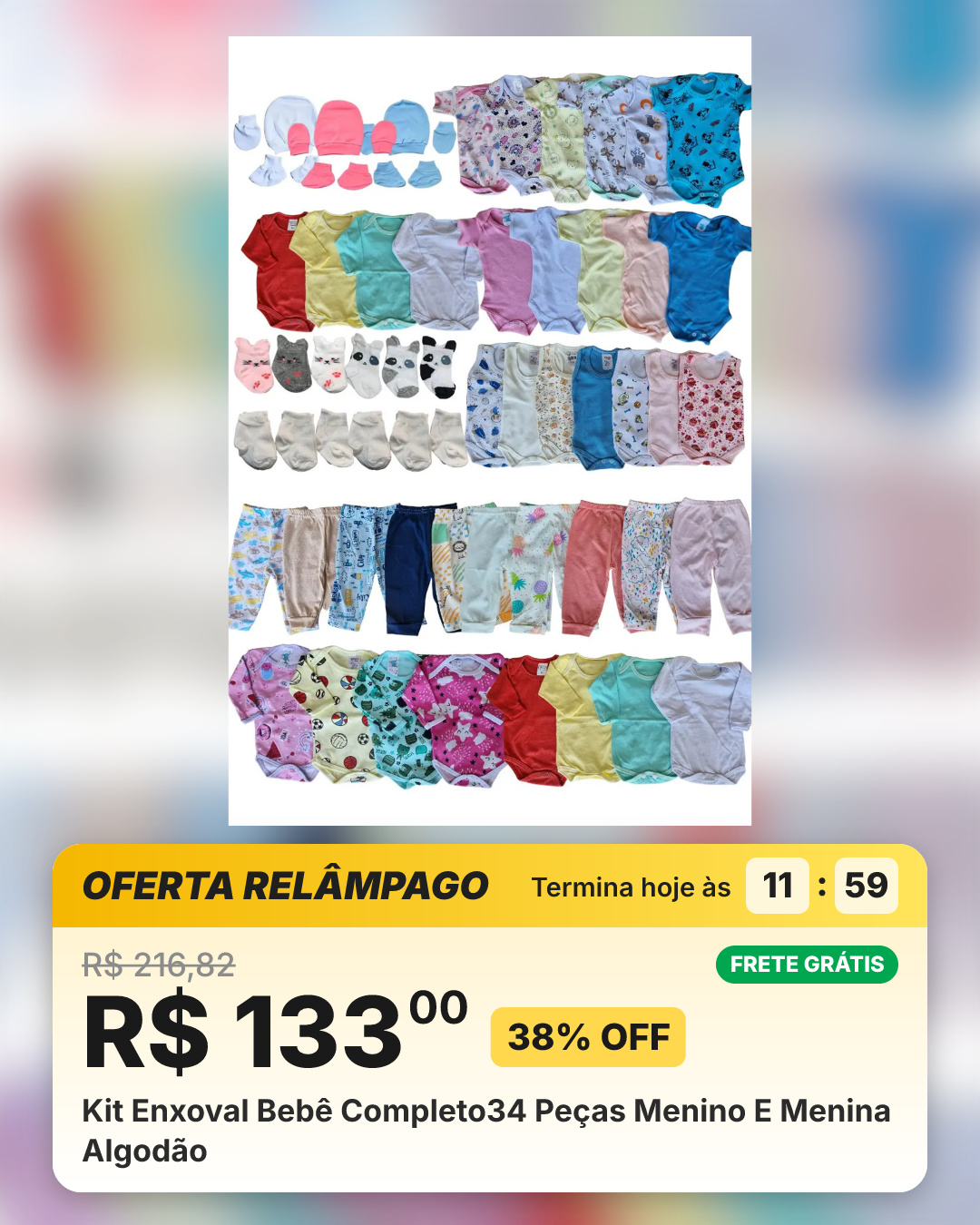Kit Enxoval Bebê Completo34 Peças Menino E Menina Algodão