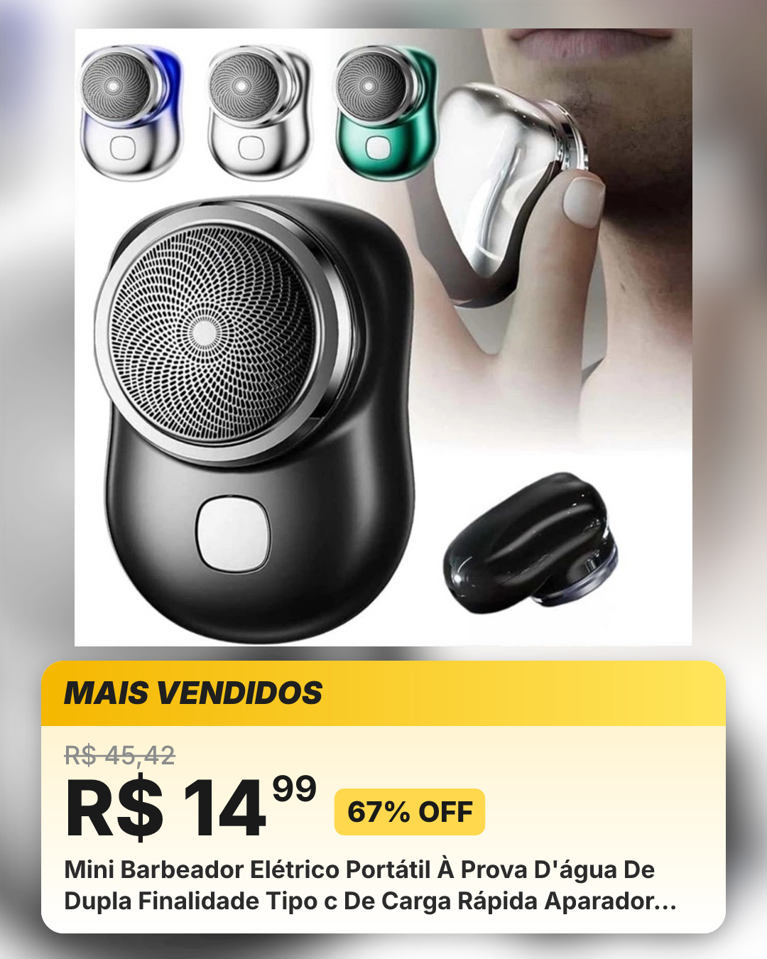 Mini Barbeador Elétrico Portátil À Prova D'água De Dupla Finalidade Tipo c De Carga Rápida Aparador De Barba De Bolso