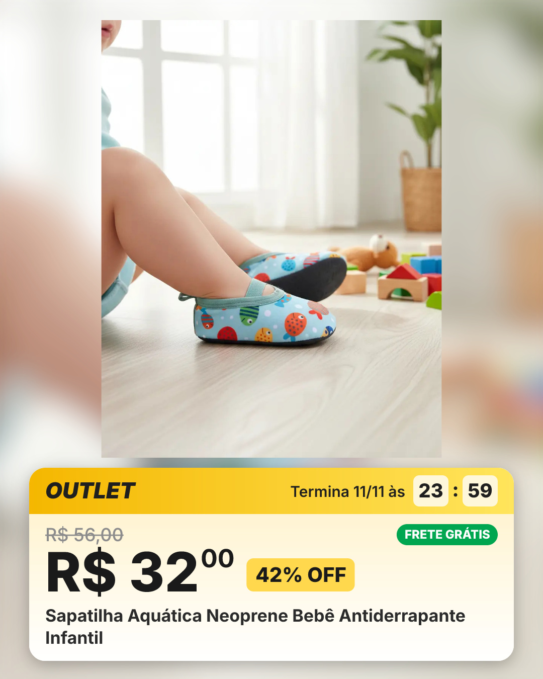 Sapatilha Aquática Neoprene Bebê Antiderrapante Infantil