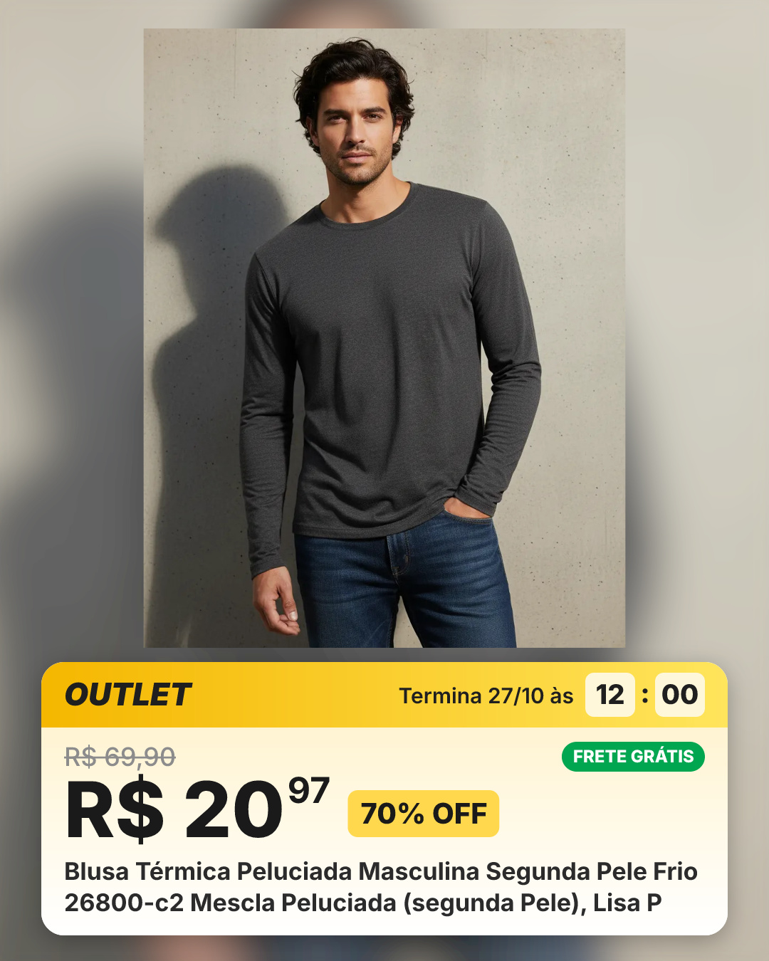 Blusa Térmica Peluciada Masculina Segunda Pele Frio 26800-c2 Mescla Peluciada (segunda Pele), Lisa P