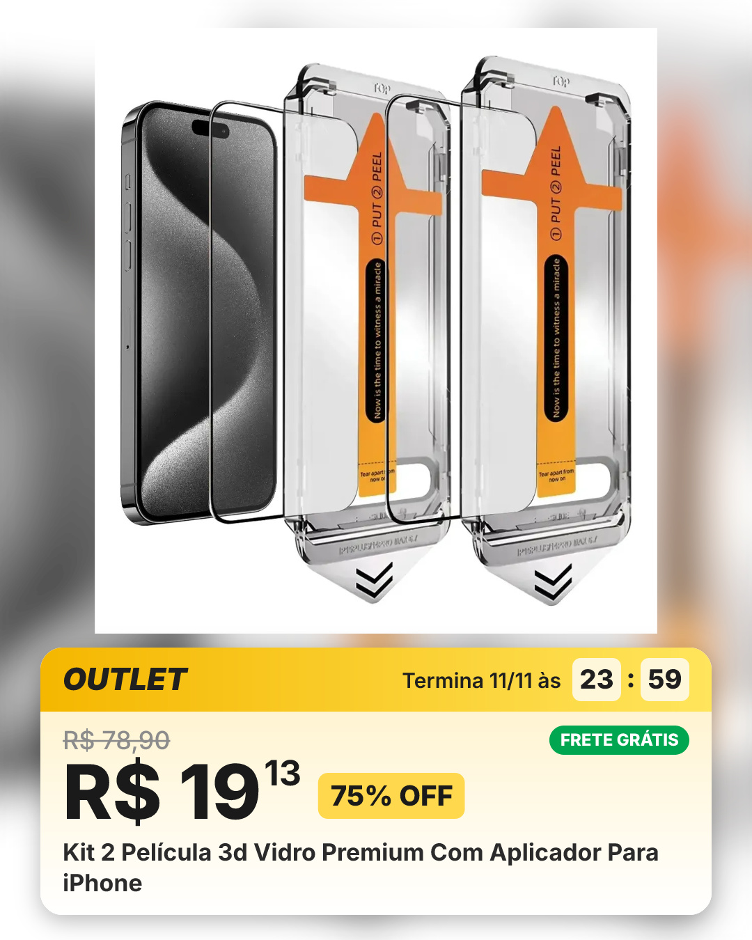 Kit 2 Película 3d Vidro Premium Com Aplicador Para iPhone