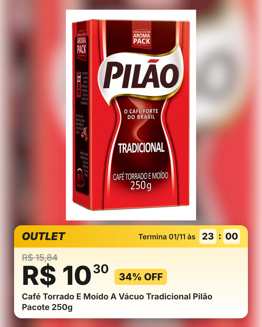 Café Torrado E Moído A Vácuo Tradicional Pilão Pacote 250g