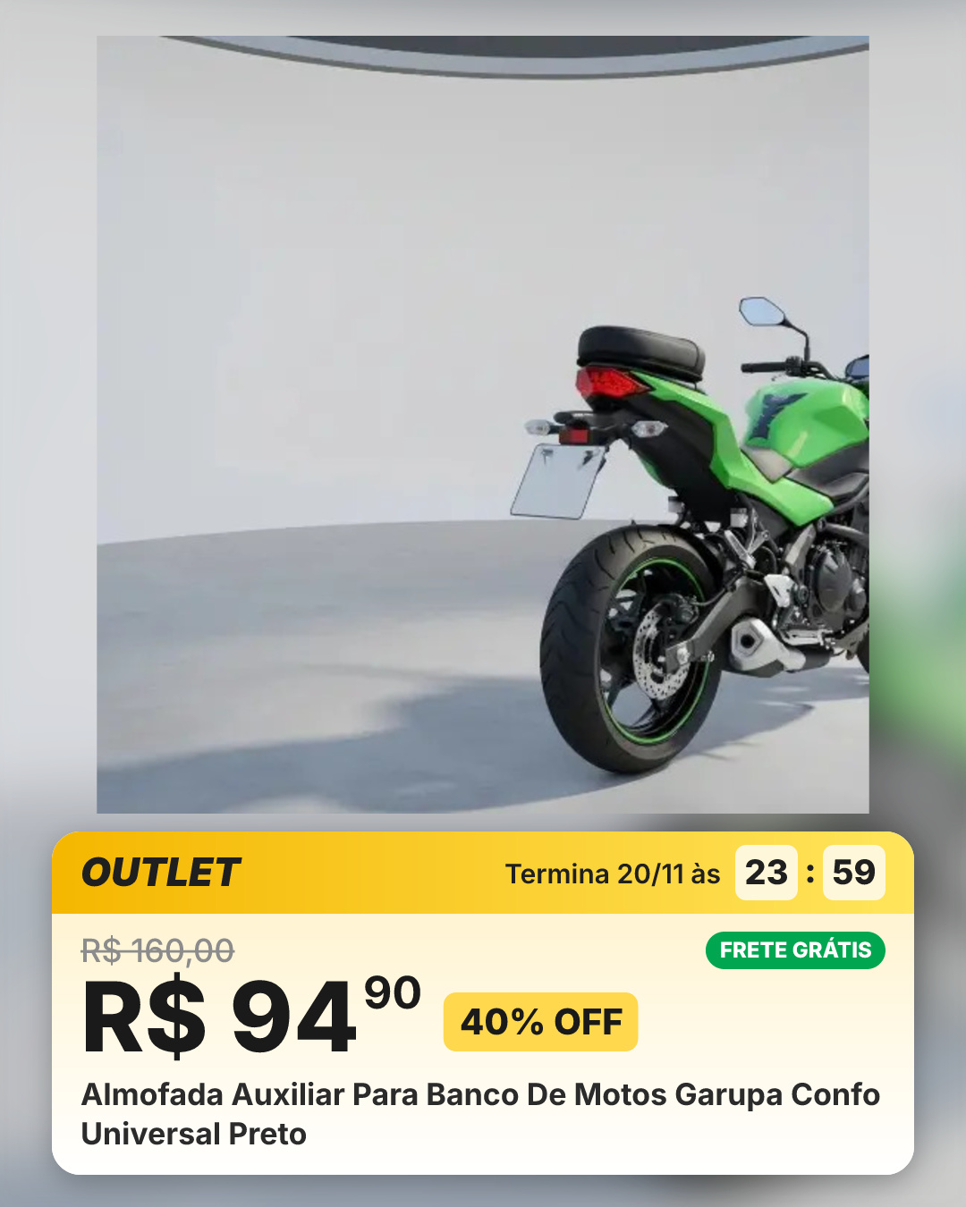 Almofada Auxiliar Para Banco De Motos Garupa Confo Universal Preto