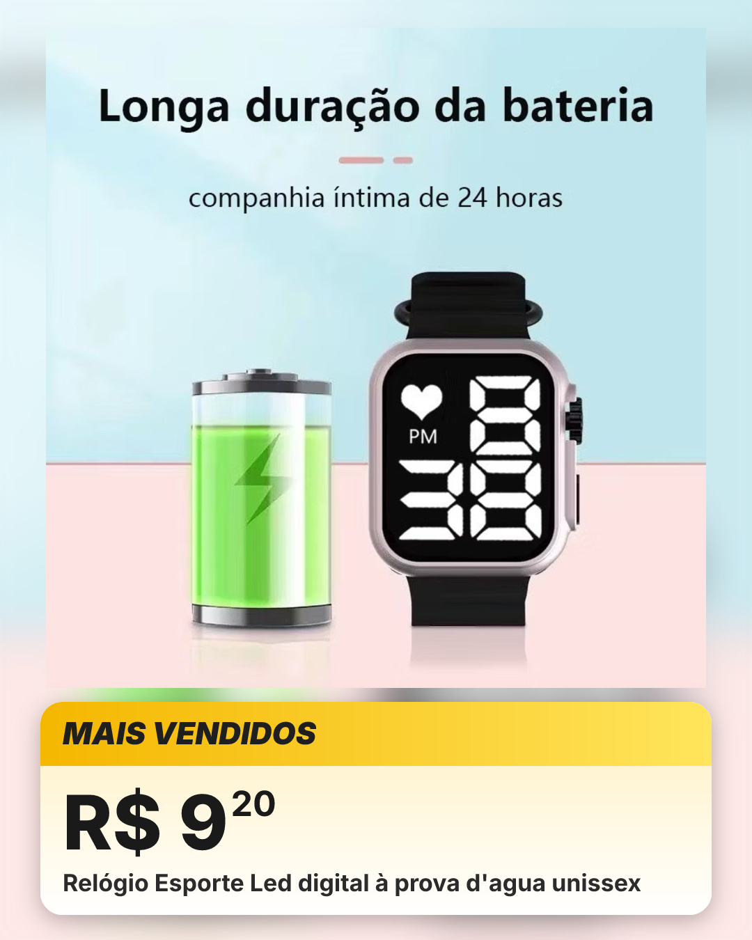 Relógio Esporte Led digital à prova d'agua unissex